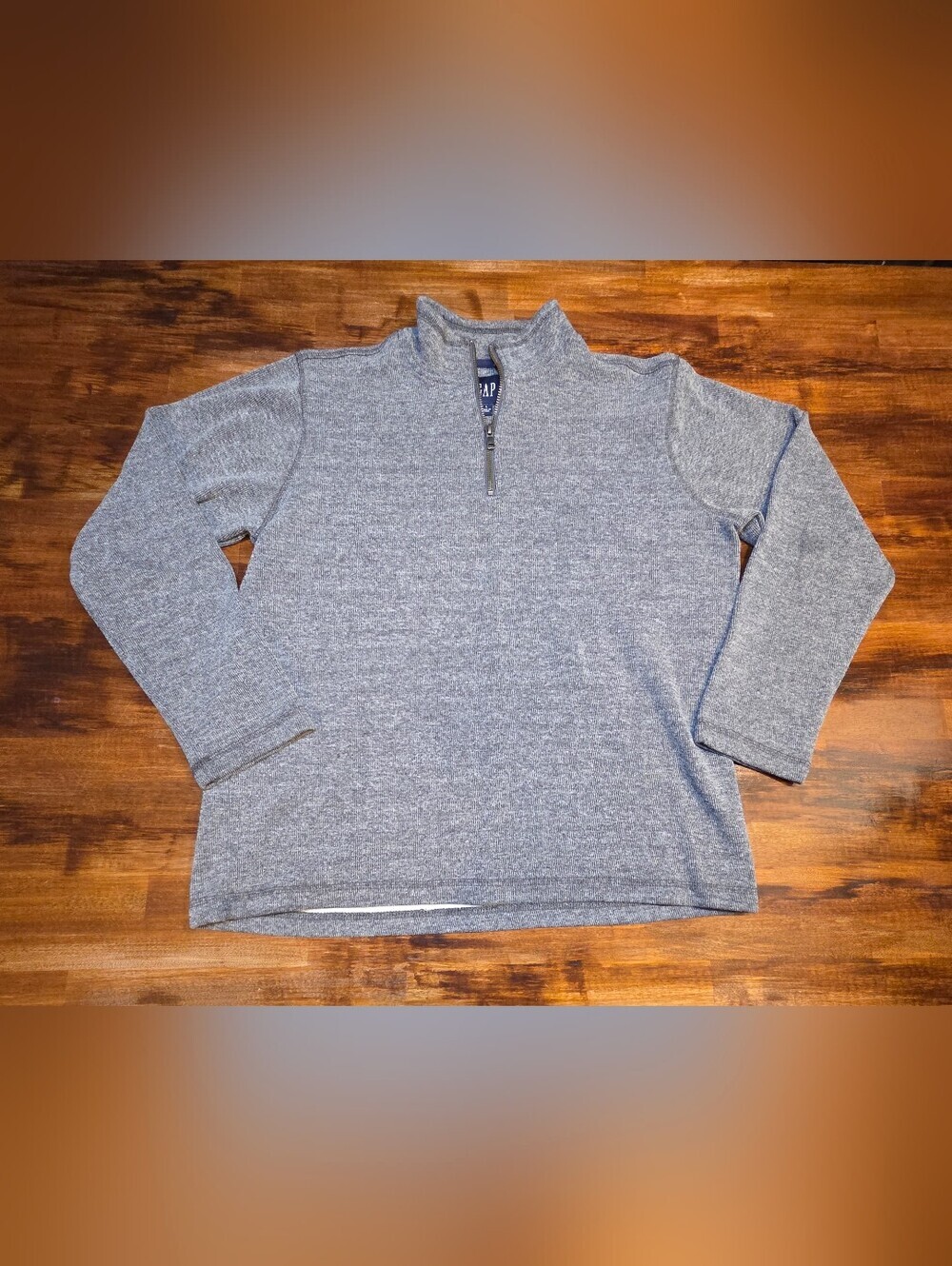 Gap Mens Grey Quarter Zip Sz L Preppy Neutral Collard Long Sleeves Casual Golf
